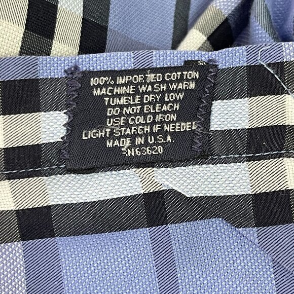 Burberry Men's Blue Plaid Nova Check Button Down Long Sleeve Shirt Size Large - Picture 8 of 15